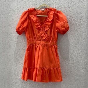 Orange Ruffled Mini Dress
